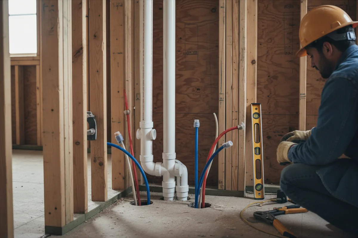 Drain and supply rough-in during Leak Detection in Mount Airy